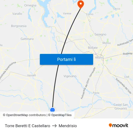 Torre Beretti E Castellaro to Mendrisio map