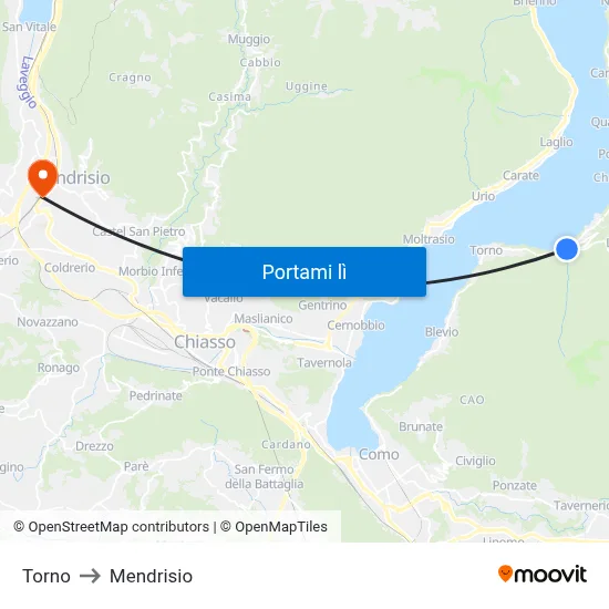 Torno to Mendrisio map