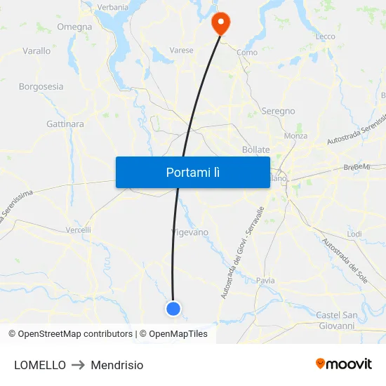 LOMELLO to Mendrisio map