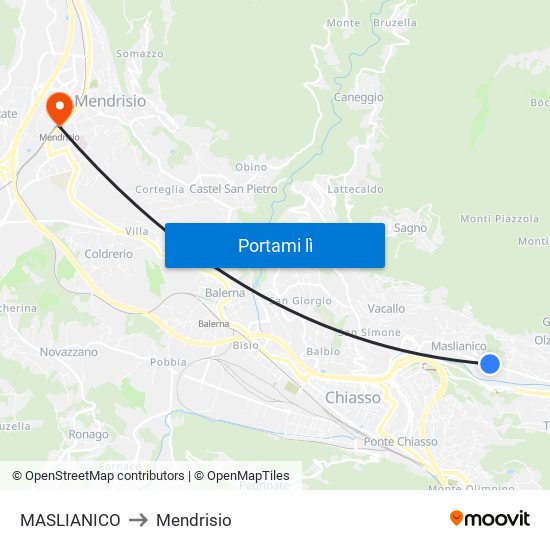 MASLIANICO to Mendrisio map