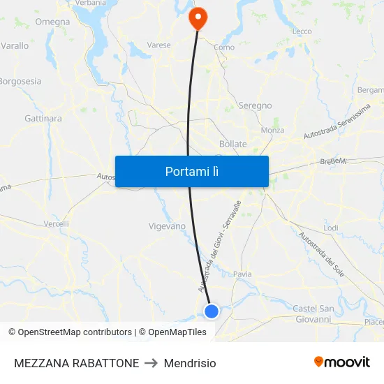 MEZZANA RABATTONE to Mendrisio map