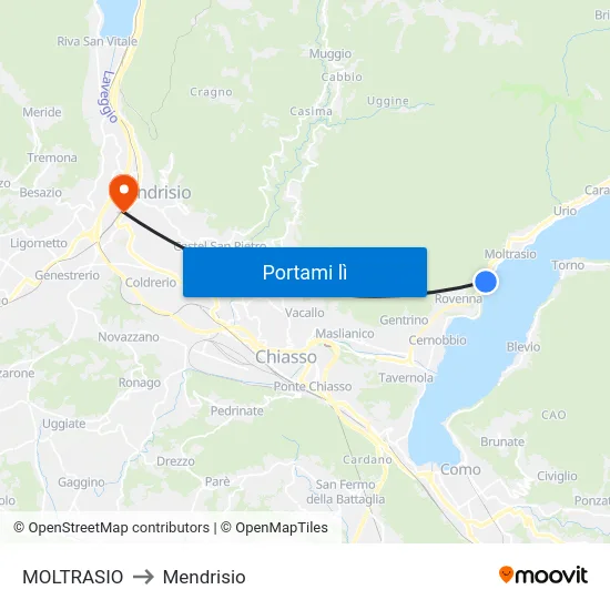 MOLTRASIO to Mendrisio map