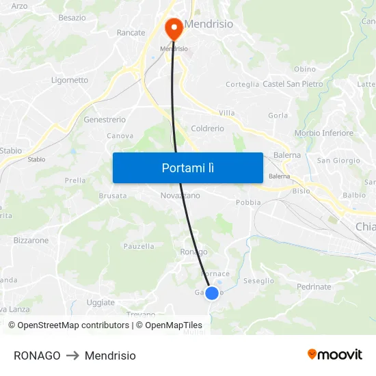 RONAGO to Mendrisio map