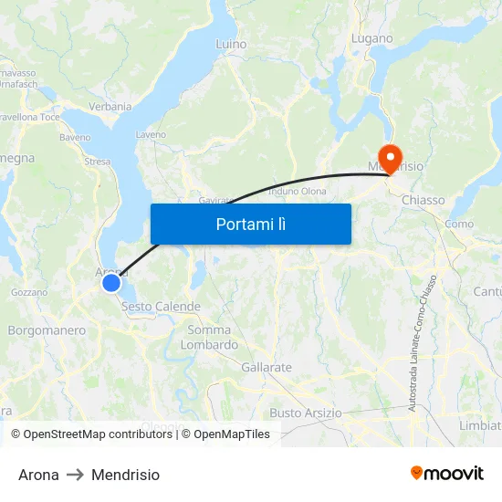 Arona to Mendrisio map