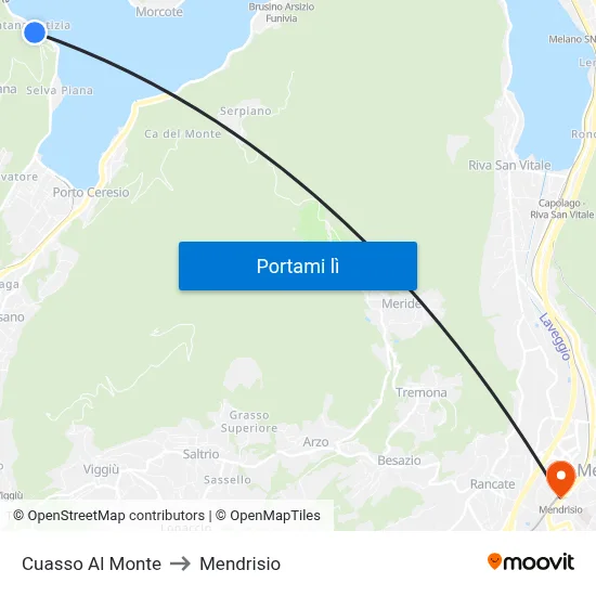 Cuasso Al Monte to Mendrisio map