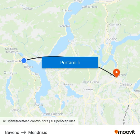 Baveno to Mendrisio map