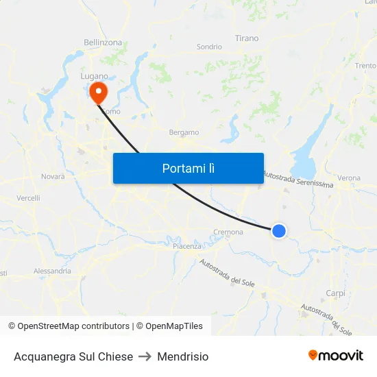 Acquanegra Sul Chiese to Mendrisio map