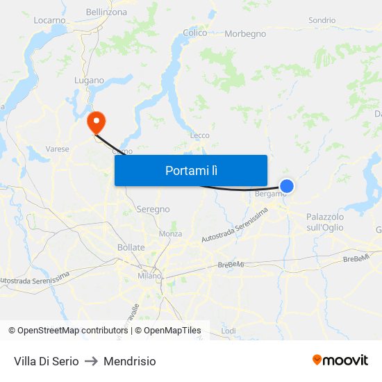 Villa Di Serio to Mendrisio map