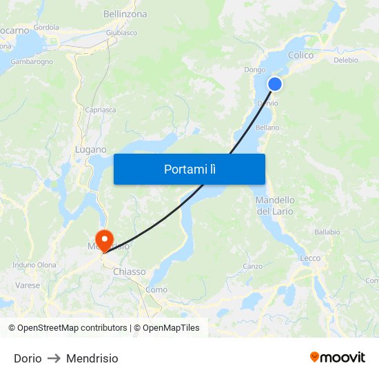 Dorio to Mendrisio map