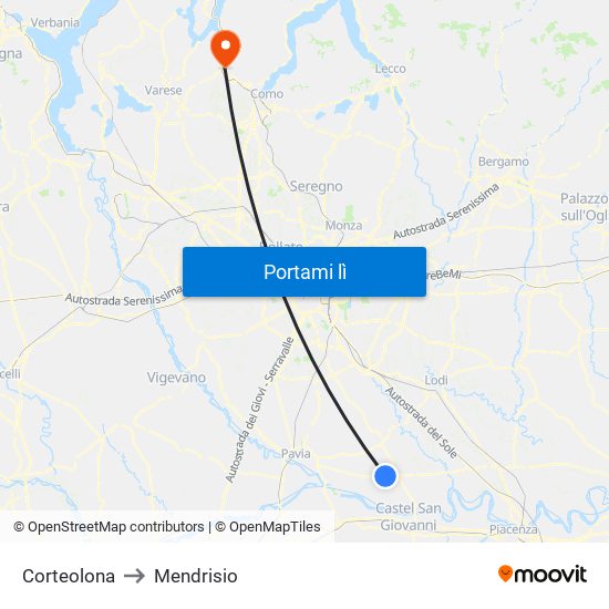 Corteolona to Mendrisio map