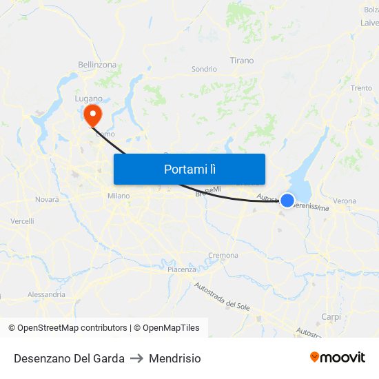 Desenzano Del Garda to Mendrisio map