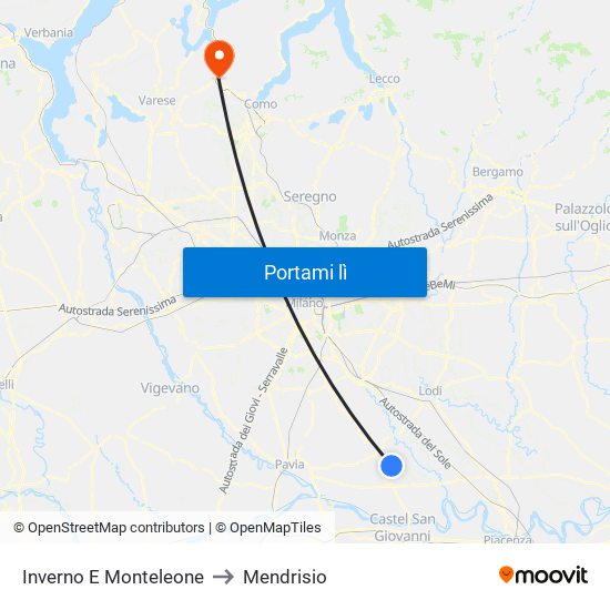 Inverno E Monteleone to Mendrisio map