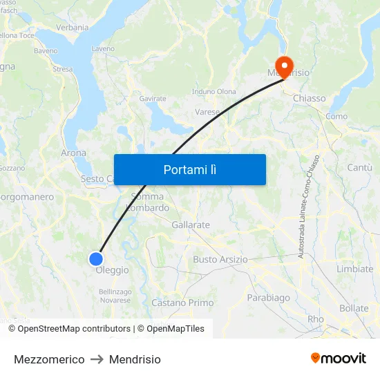 Mezzomerico to Mendrisio map