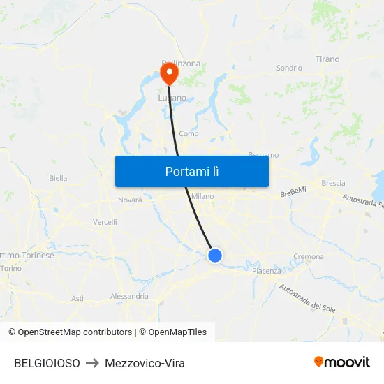 BELGIOIOSO to Mezzovico-Vira map