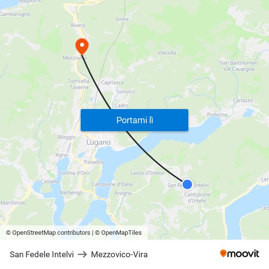 San Fedele Intelvi to Mezzovico-Vira map