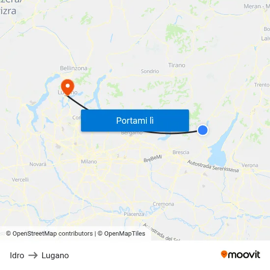 Idro to Lugano map