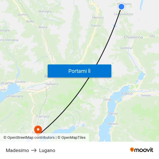 Madesimo to Lugano map