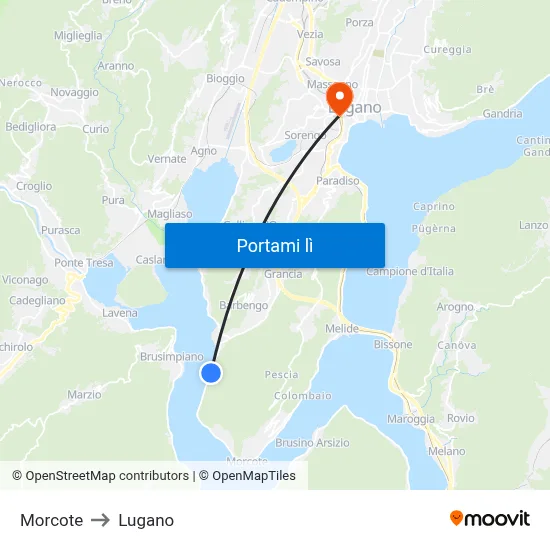 Morcote to Lugano map