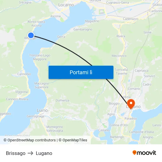Brissago to Lugano map