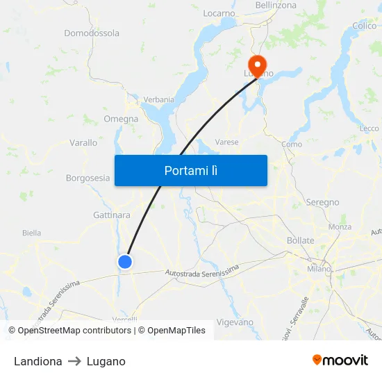 Landiona to Lugano map