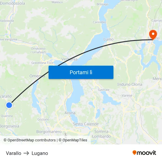 Varallo to Lugano map