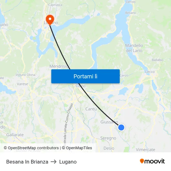 Besana In Brianza to Lugano map