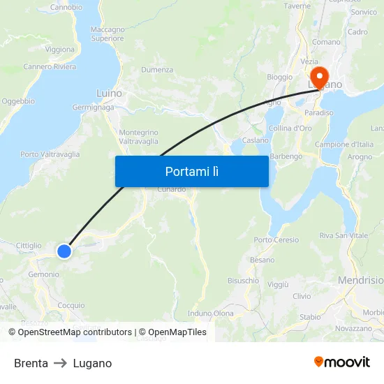 Brenta to Lugano map