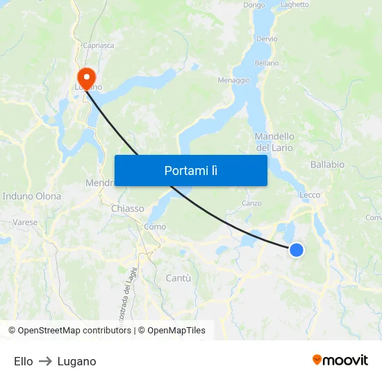 Ello to Lugano map