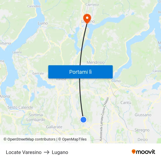 Locate Varesino to Lugano map