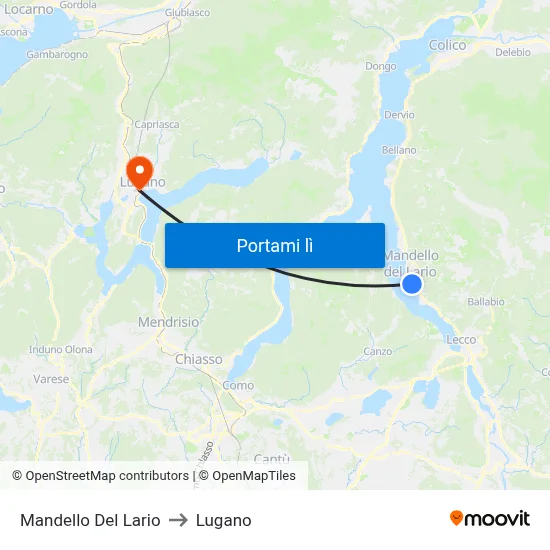 Mandello Del Lario to Lugano map