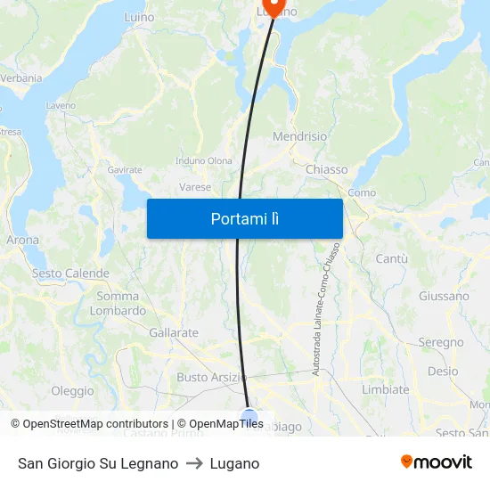 San Giorgio Su Legnano to Lugano map