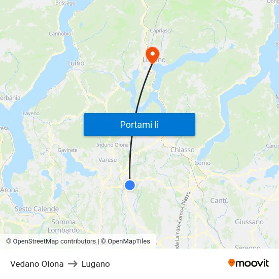 Vedano Olona to Lugano map