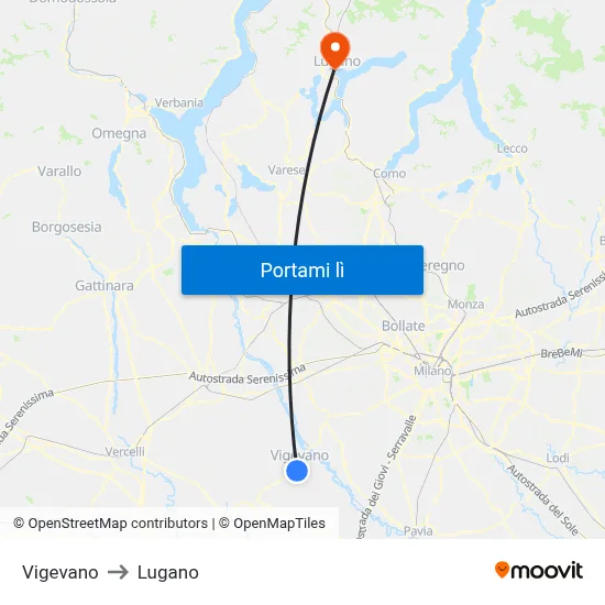 Vigevano to Lugano map