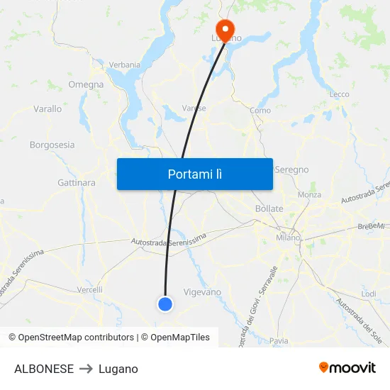 ALBONESE to Lugano map
