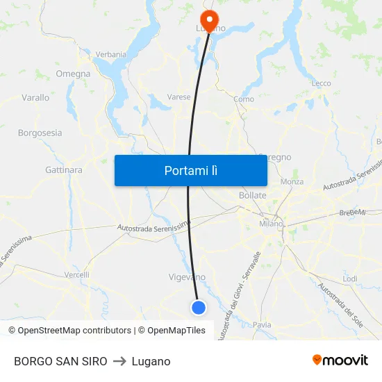 BORGO SAN SIRO to Lugano map