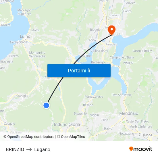 BRINZIO to Lugano map