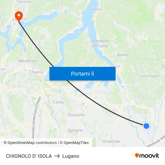 CHIGNOLO D' ISOLA to Lugano map
