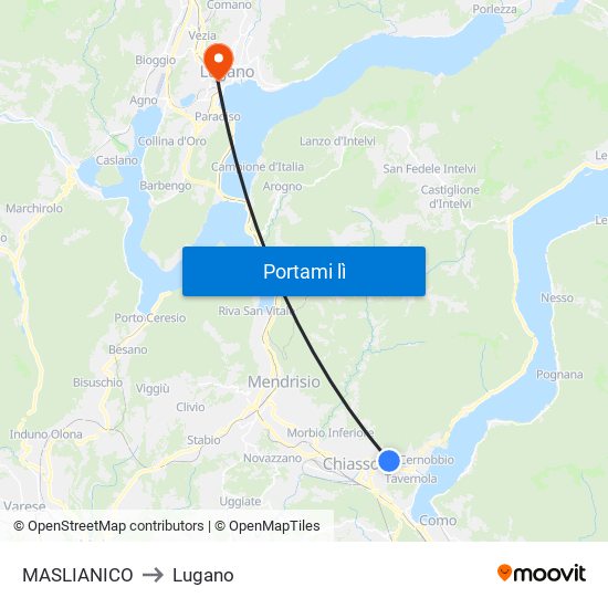 MASLIANICO to Lugano map