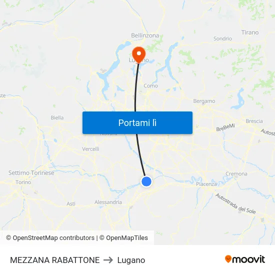 MEZZANA RABATTONE to Lugano map