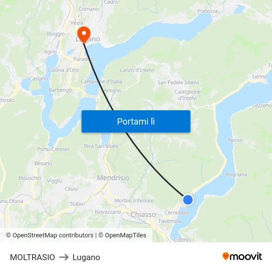 MOLTRASIO to Lugano map