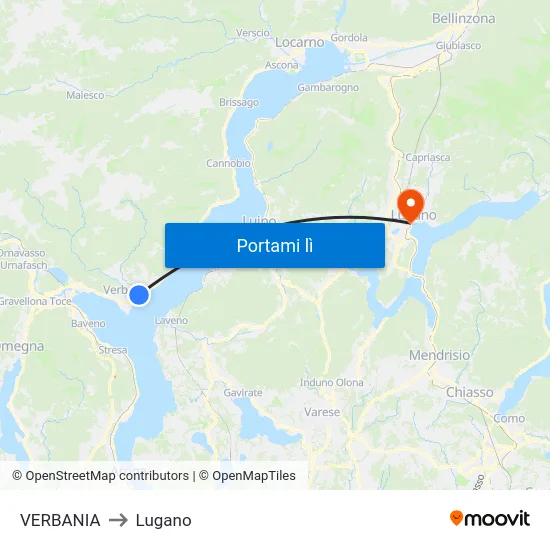 VERBANIA to Lugano map