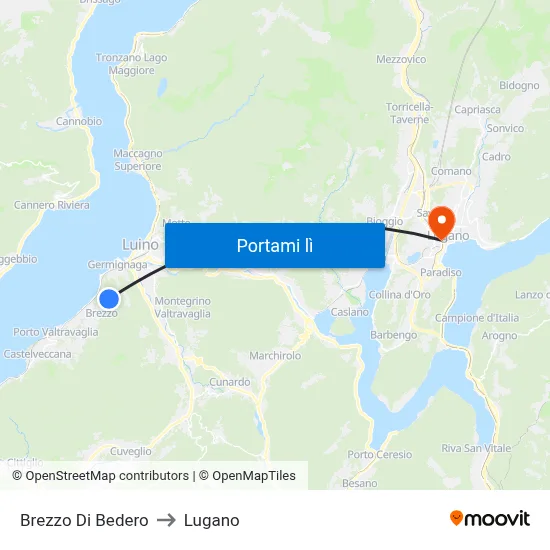 Brezzo Di Bedero to Lugano map