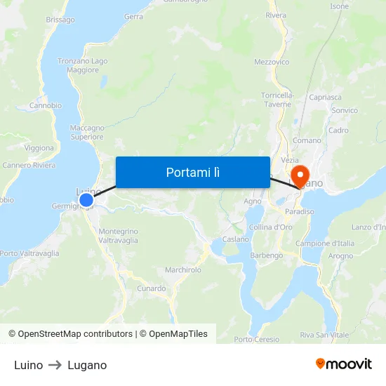 Luino to Lugano map