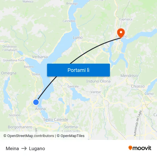 Meina to Lugano map