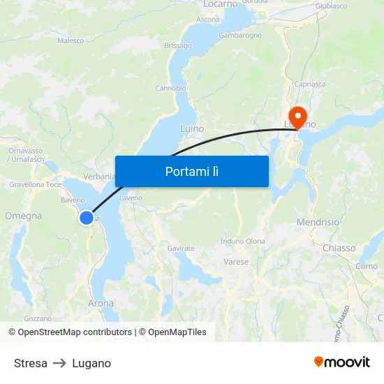 Stresa to Lugano map