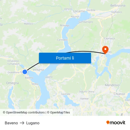 Baveno to Lugano map