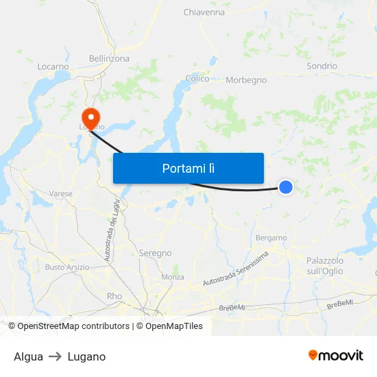 Algua to Lugano map