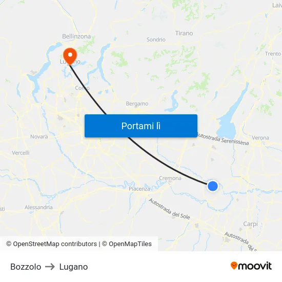 Bozzolo to Lugano map