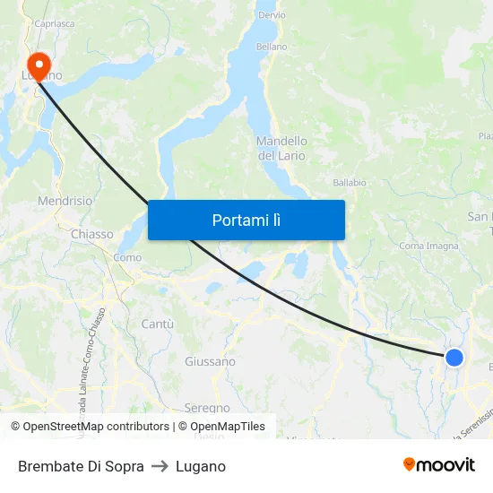 Brembate Di Sopra to Lugano map