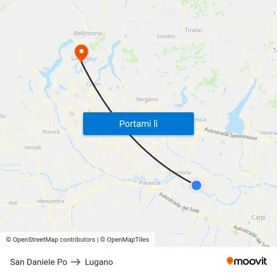 San Daniele Po to Lugano map